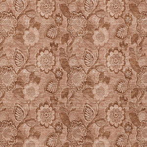 HomeRoots 5' Terra Cotta and Copper Floral Area Rug - Washable, Durable Design for Indoor and Outdoor Use 10' X 14' 626641