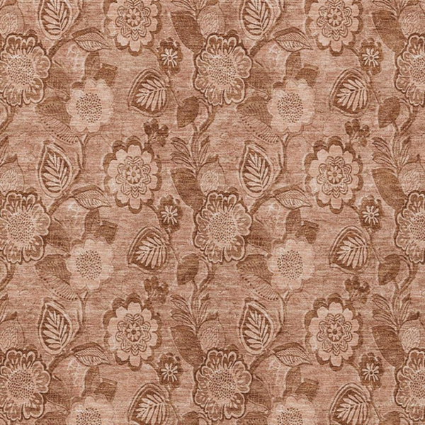 HomeRoots 5' Terra Cotta and Copper Floral Area Rug - Washable, Durable Design for Indoor and Outdoor Use 10' X 14' 626641