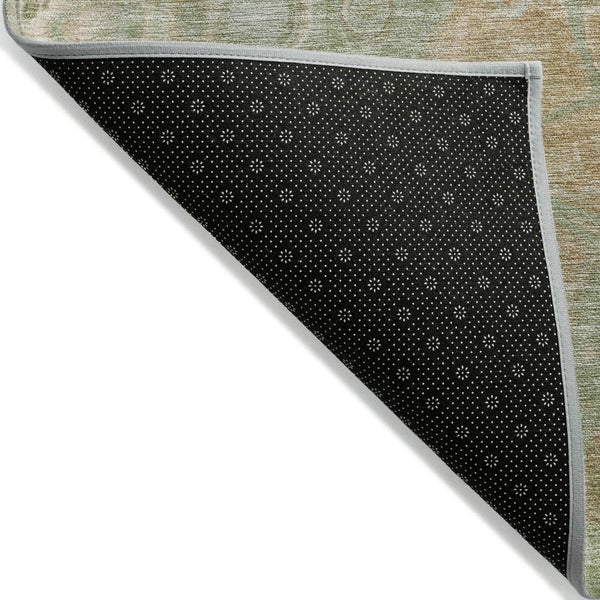 HomeRoots 5' Artichoke Green and Beige Abstract Area Rug – Stylish Washable Design for Indoor and Outdoor Use 5' X 8' 626643