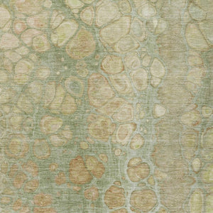 HomeRoots 5' Artichoke Green and Beige Abstract Area Rug – Stylish Washable Design for Indoor and Outdoor Use 8' X 10' 626645