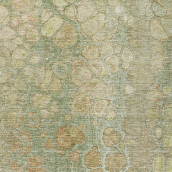 HomeRoots 5' Artichoke Green and Beige Abstract Area Rug – Stylish Washable Design for Indoor and Outdoor Use 8' X 10' 626645