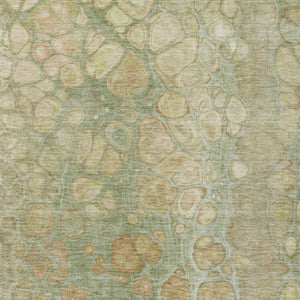 HomeRoots 5' Artichoke Green and Beige Abstract Area Rug – Stylish Washable Design for Indoor and Outdoor Use 9' X 12' 626646