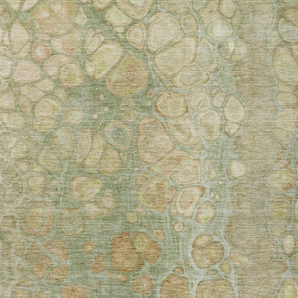 HomeRoots 5' Artichoke Green and Beige Abstract Area Rug – Stylish Washable Design for Indoor and Outdoor Use 9' X 12' 626646