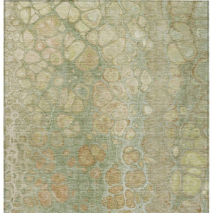 HomeRoots 5' Artichoke Green and Beige Abstract Area Rug – Stylish Washable Design for Indoor and Outdoor Use 10' X 14' 626647