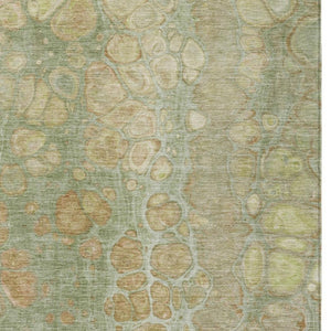 HomeRoots 5' Artichoke Green and Beige Abstract Area Rug – Stylish Washable Design for Indoor and Outdoor Use 10' X 14' 626647