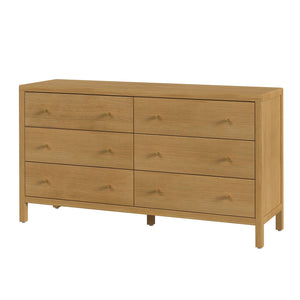 Butler Specialty Butler Mendel 60" Rectangular Wood Dresser with 6 Soft-Close Drawers, Oak Veneer Durability & Style Light Brown 6266492