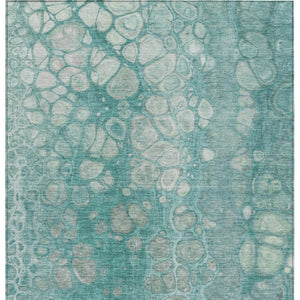 HomeRoots 5' Aqua and Silver Abstract Area Rug - Modern Design for Indoor and Outdoor Spaces, Easy Care & Durable 5' X 8' 626649