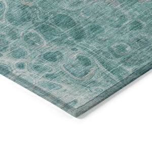 HomeRoots 5' Aqua and Silver Abstract Area Rug - Modern Design for Indoor and Outdoor Spaces, Easy Care & Durable 8' Round 626650