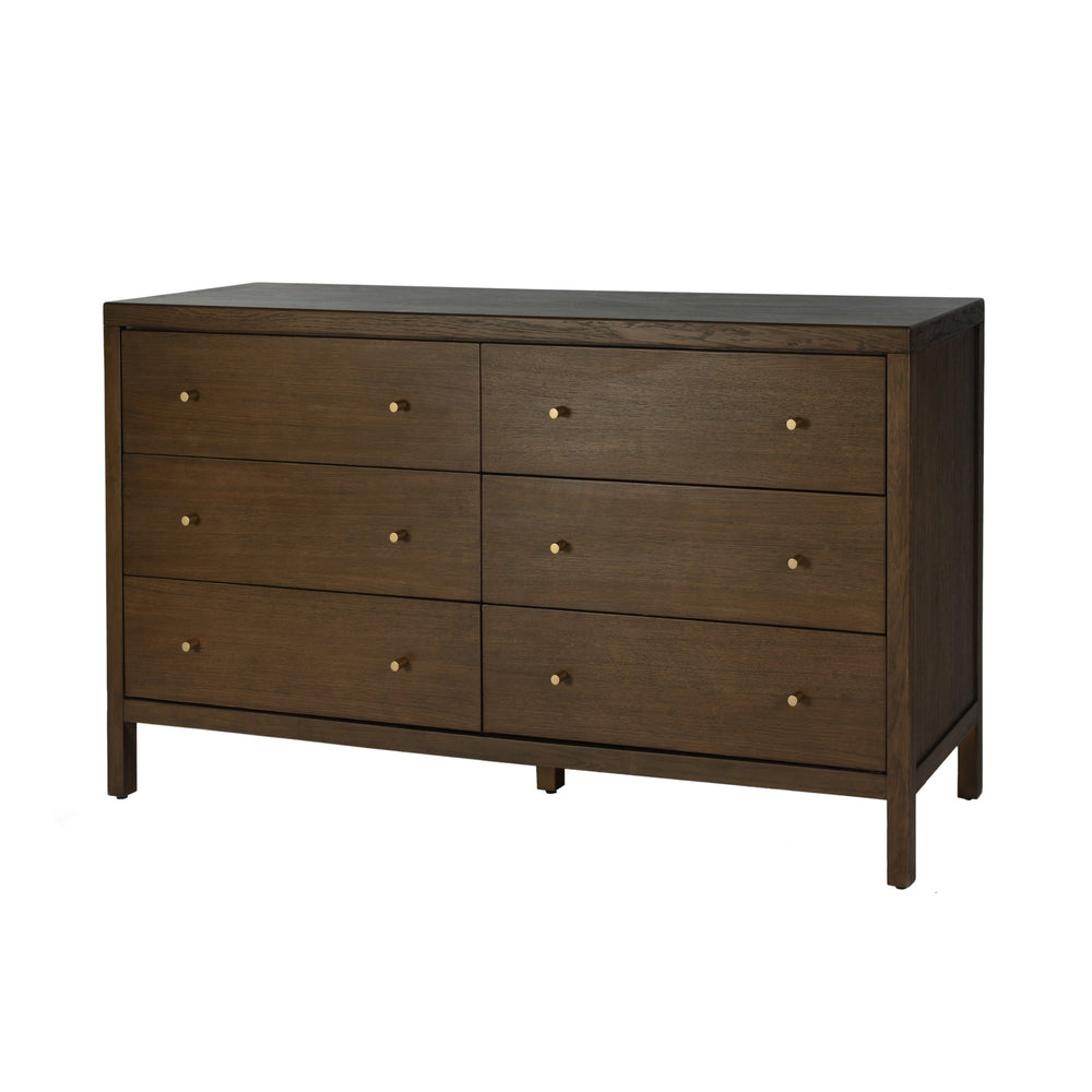 Butler Mendel 60" Wide 6-Drawer Dresser in Walnut - Stylish Storage Solution for Any Bedroom