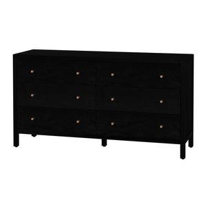 Butler Specialty Butler Mendel 60" Rectangular Wood Dresser with 6 Soft-Close Drawers, Oak Veneer Durability & Style Black 6266515