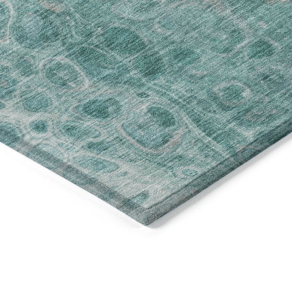 HomeRoots 5' Aqua and Silver Abstract Area Rug - Modern Design for Indoor and Outdoor Spaces, Easy Care & Durable 9' X 12' 626652