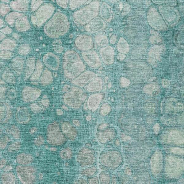 HomeRoots 5' Aqua and Silver Abstract Area Rug - Modern Design for Indoor and Outdoor Spaces, Easy Care & Durable 10' X 14' 626653