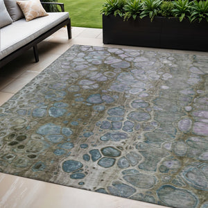 HomeRoots 5' Brown and Gray Abstract Washable Area Rug - Durable, Stylish, Perfect for Indoor and Outdoor Spaces 5' X 8' 626655