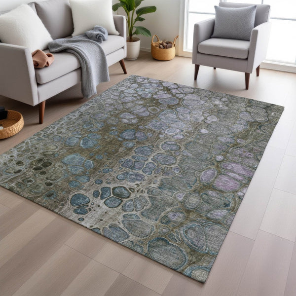HomeRoots 5' Brown and Gray Abstract Washable Area Rug - Durable, Stylish, Perfect for Indoor and Outdoor Spaces 5' X 8' 626655