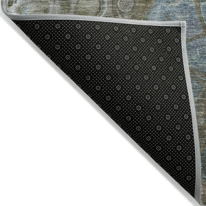 HomeRoots 5' Brown and Gray Abstract Washable Area Rug - Durable, Stylish, Perfect for Indoor and Outdoor Spaces 8' Round 626656