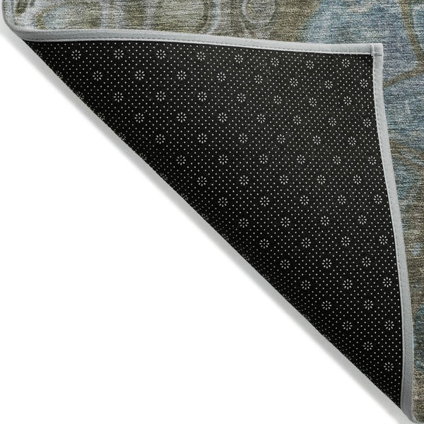 HomeRoots 5' Brown and Gray Abstract Washable Area Rug - Durable, Stylish, Perfect for Indoor and Outdoor Spaces 8' Round 626656
