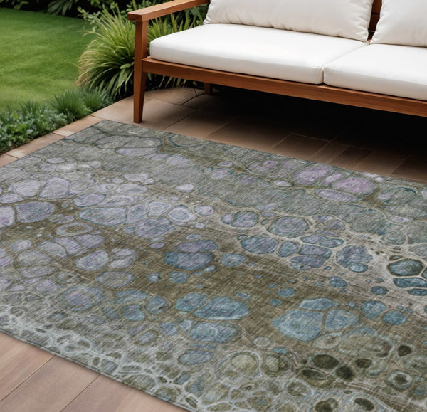 HomeRoots 5' Brown and Gray Abstract Washable Area Rug - Durable, Stylish, Perfect for Indoor and Outdoor Spaces 8' X 10' 626657