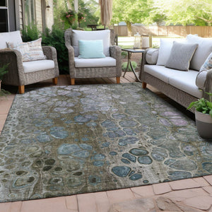 HomeRoots 5' Brown and Gray Abstract Washable Area Rug - Durable, Stylish, Perfect for Indoor and Outdoor Spaces 8' X 10' 626657