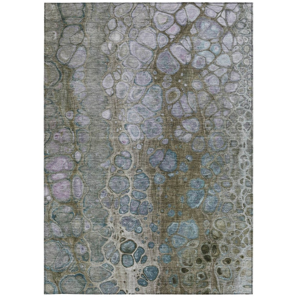 HomeRoots 5' Brown and Gray Abstract Washable Area Rug - Durable, Stylish, Perfect for Indoor and Outdoor Spaces 8' X 10' 626657