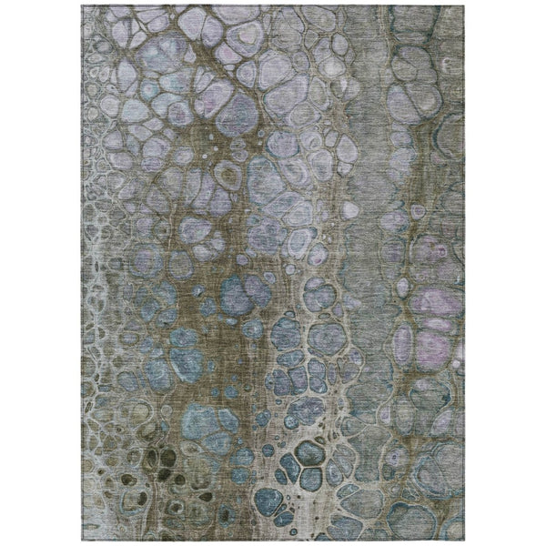 HomeRoots 5' Brown and Gray Abstract Washable Area Rug - Durable, Stylish, Perfect for Indoor and Outdoor Spaces 9' X 12' 626658