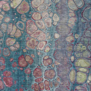 HomeRoots 5' Stylish Teal Blue and Plum Abstract Area Rug for Indoor and Outdoor Use - Durable & Washable Design 5' X 8' 626661