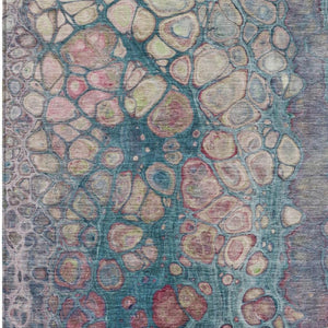 HomeRoots 5' Stylish Teal Blue and Plum Abstract Area Rug for Indoor and Outdoor Use - Durable & Washable Design 9' X 12' 626664