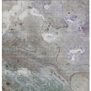 HomeRoots 5' Khaki Beige and Purple Abstract Area Rug - Stylish, Washable, Durable for Indoor and Outdoor Use 5' X 8' 626673