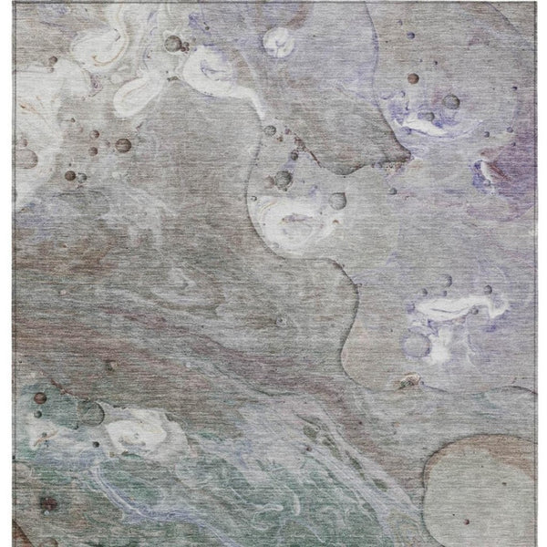 HomeRoots 5' Khaki Beige and Purple Abstract Area Rug - Stylish, Washable, Durable for Indoor and Outdoor Use 5' X 8' 626673