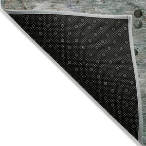 HomeRoots 5' Khaki Beige and Purple Abstract Area Rug - Stylish, Washable, Durable for Indoor and Outdoor Use 8' Round 626674