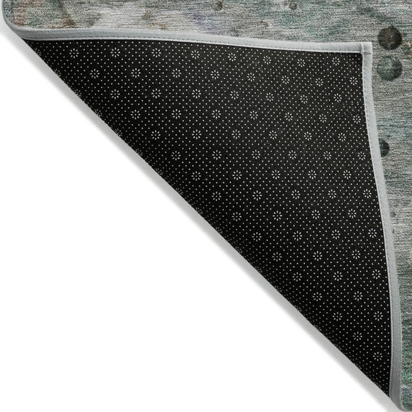 HomeRoots 5' Khaki Beige and Purple Abstract Area Rug - Stylish, Washable, Durable for Indoor and Outdoor Use 8' Round 626674