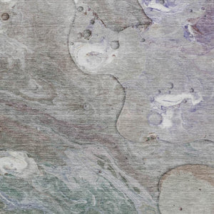 HomeRoots 5' Khaki Beige and Purple Abstract Area Rug - Stylish, Washable, Durable for Indoor and Outdoor Use 8' X 10' 626675