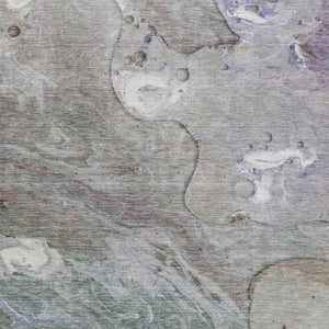 HomeRoots 5' Khaki Beige and Purple Abstract Area Rug - Stylish, Washable, Durable for Indoor and Outdoor Use 9' X 12' 626676