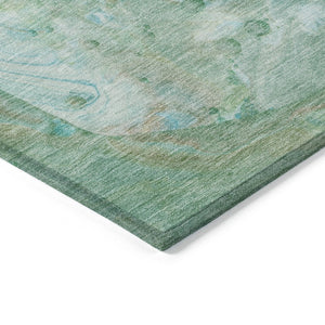 HomeRoots 5' Washable Indoor/Outdoor Area Rug in Teal Blue, Mint Green & Ivory – Modern Abstract Design 8' X 10' 626699