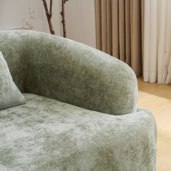 English Elm Full L-Shape Sectional Sofa with Curved Chaise, Modular Chenille Couch, High-Density Comfort for Apartment Living Green W3612S00003