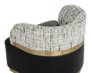 Sunpan Brinda Swivel Lounge Chair - Elegant Mid-century Design With Gold Stainless Steel Accents Black Fabric ,Faux Leather 111447