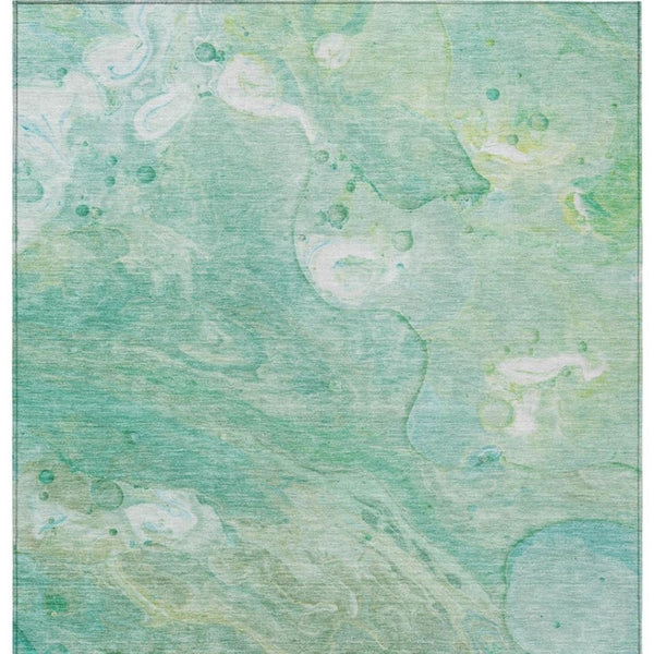 HomeRoots 5' Washable Indoor/Outdoor Area Rug in Teal Blue, Mint Green & Ivory – Modern Abstract Design 9' X 12' 626700