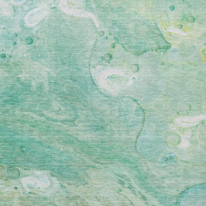 HomeRoots 5' Washable Indoor/Outdoor Area Rug in Teal Blue, Mint Green & Ivory – Modern Abstract Design 9' X 12' 626700