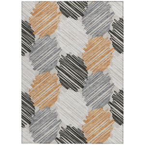 HomeRoots 5' Copper Ivory and Gray Geometric Indoor Outdoor Area Rug - Stylish, Durable, and Washable Design 5' X 8' 626709