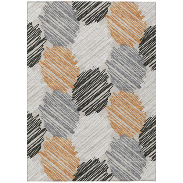 HomeRoots 5' Copper Ivory and Gray Geometric Indoor Outdoor Area Rug - Stylish, Durable, and Washable Design 9' X 12' 626712