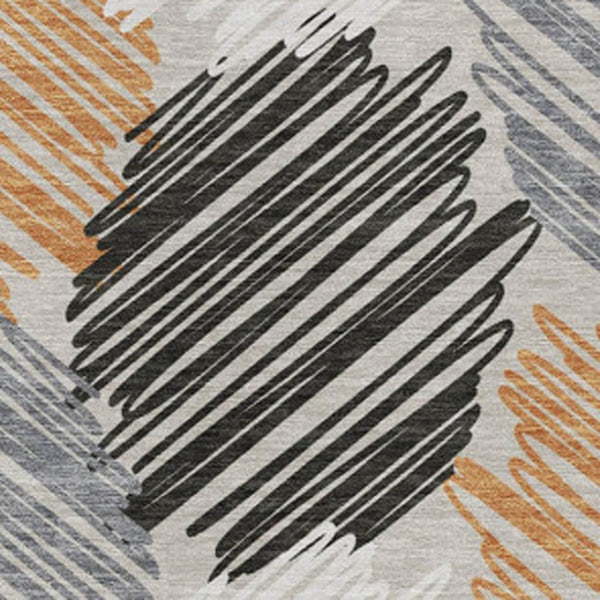 HomeRoots 5' Copper Ivory and Gray Geometric Indoor Outdoor Area Rug - Stylish, Durable, and Washable Design 10' X 14' 626713