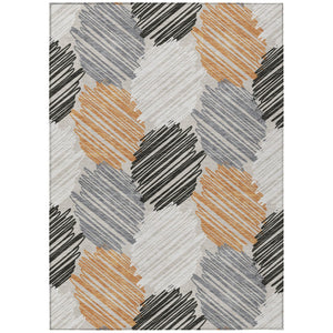 HomeRoots 5' Copper Ivory and Gray Geometric Indoor Outdoor Area Rug - Stylish, Durable, and Washable Design 10' X 14' 626713