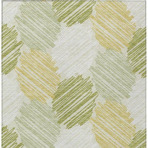 HomeRoots 5' Stylish Green Ivory Gold Geometric Washable Area Rug for Indoor Outdoor High-Traffic Spaces 5' X 8' 626715