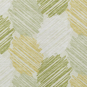 HomeRoots 5' Stylish Green Ivory Gold Geometric Washable Area Rug for Indoor Outdoor High-Traffic Spaces 9' X 12' 626718