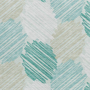 HomeRoots 5' Stylish Teal Blue, Ivory & Taupe Geometric Area Rug - Durable, Washable for Indoor & Outdoor Use 8' X 10' 626723