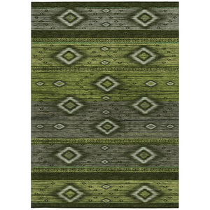 HomeRoots 5' Tribal Area Rug in Artichoke Green, Gray & Fern Green - Durable, Washable for Indoor & Outdoor Use 8' X 10' 626729