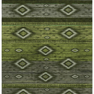 HomeRoots 5' Tribal Area Rug in Artichoke Green, Gray & Fern Green - Durable, Washable for Indoor & Outdoor Use 9' X 12' 626730