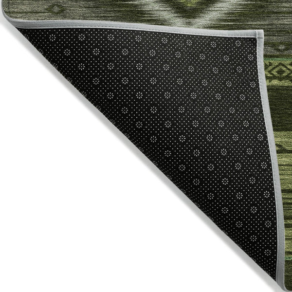 HomeRoots 5' Tribal Area Rug in Artichoke Green, Gray & Fern Green - Durable, Washable for Indoor & Outdoor Use 10' X 14' 626731