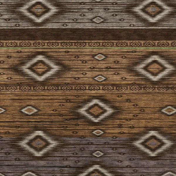 HomeRoots 5' Stylish Chocolate Copper and Gray Tribal Washable Area Rug for Indoor and Outdoor Spaces 8' X 10' 626735