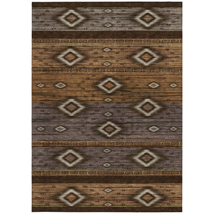 HomeRoots 5' Stylish Chocolate Copper and Gray Tribal Washable Area Rug for Indoor and Outdoor Spaces 8' X 10' 626735