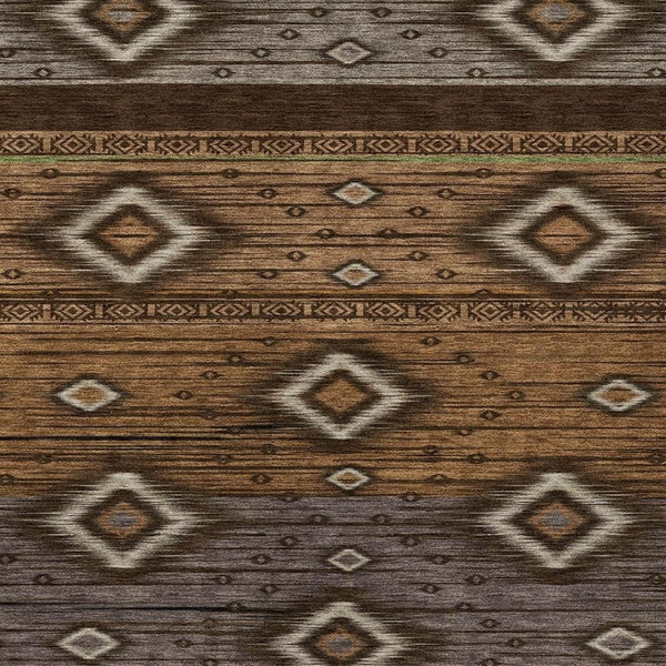 HomeRoots 5' Stylish Chocolate Copper and Gray Tribal Washable Area Rug for Indoor and Outdoor Spaces 9' X 12' 626736